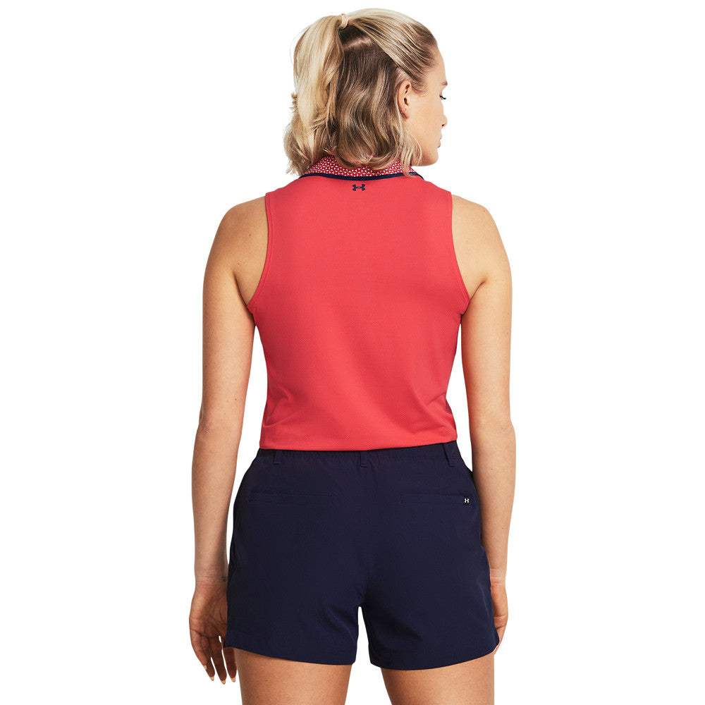 Under Armour Damen Iso-Chill Ärmelloses Golf-Polo Rot