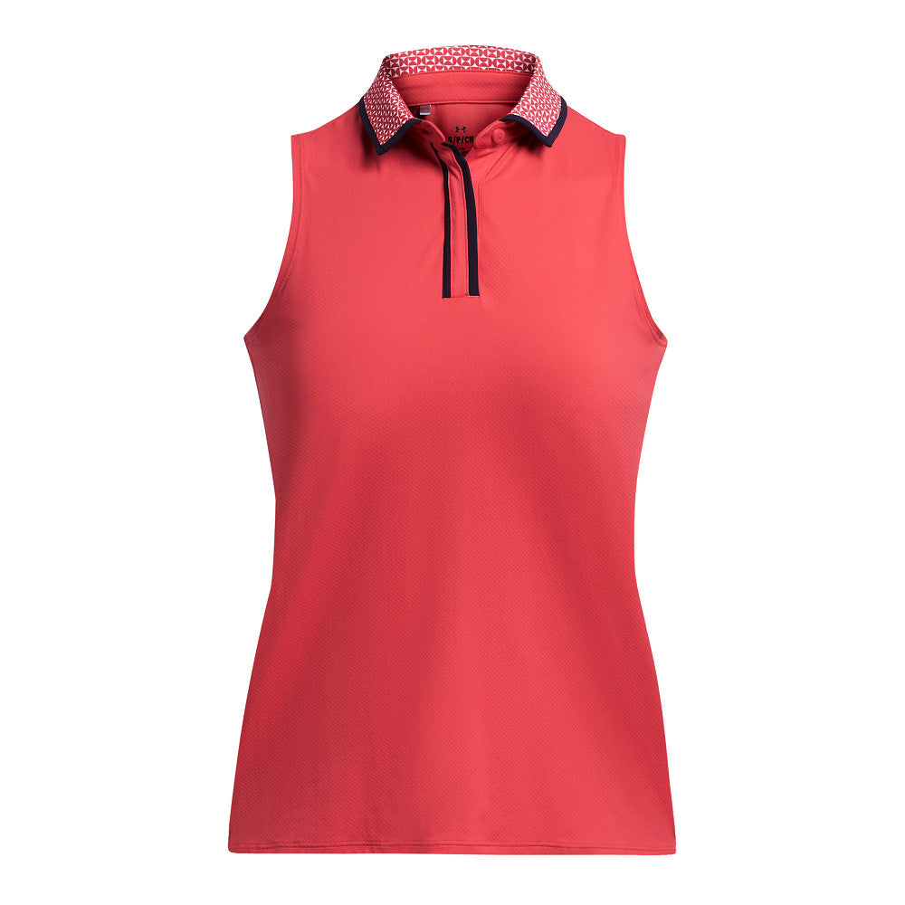 Under Armour Damen Iso-Chill Ärmelloses Golf-Polo Rot