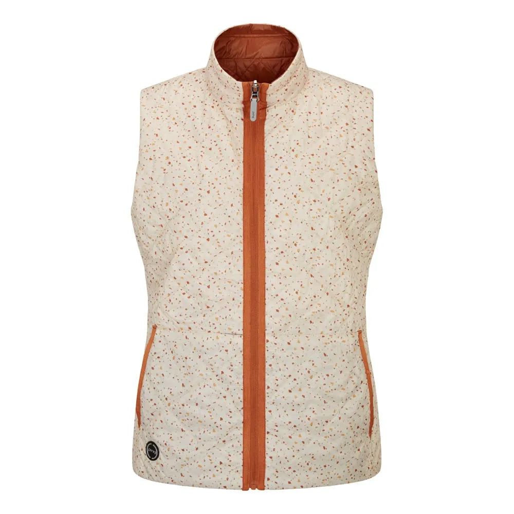 Reversible Damen Golfweste PING Bryony – Antique White Multi/Auburn