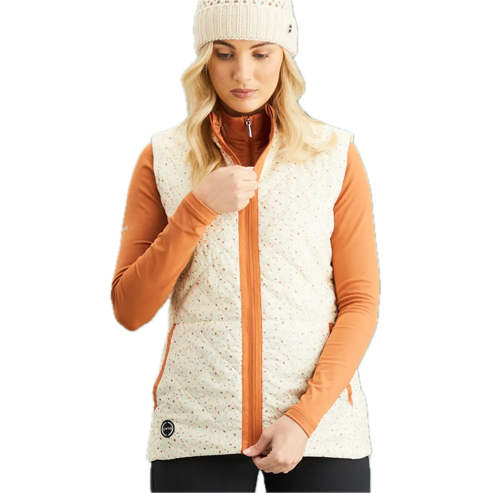 Reversible Damen Golfweste PING Bryony – Antique White Multi/Auburn